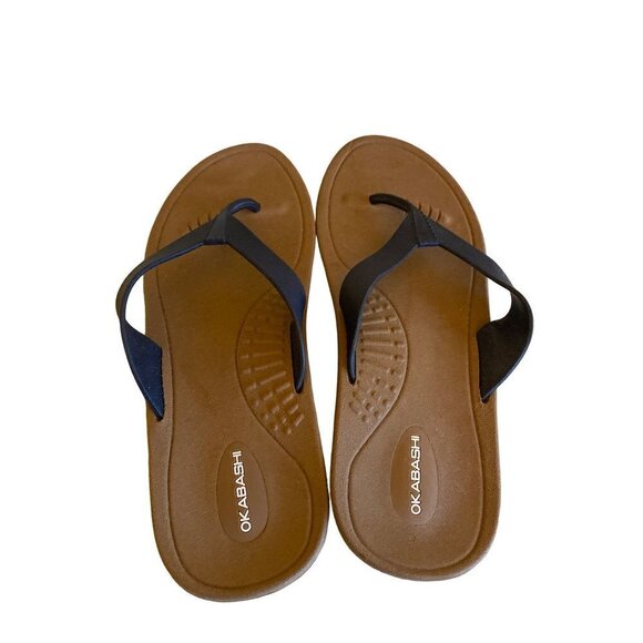 Okabashi Black Flip Flop Sandals Size M/L 8 - Picture 3 of 6